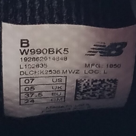 New Balance 990v5 Made In USA Women's Size 7 B (Medium) Running Shoes Black Gray - Picture 12 of 13